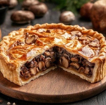 Грибной пирог с трюфельным маслом и пармезаном
